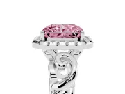 Radiant Cut Filigree Halo Engagement Ring Setting for a Fancy Pink Lab-Grown Diamond | Platinum