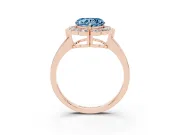 Heart-Shaped Scalloped Cluster Halo Engagement Ring Setting for a Fancy Blue Lab-Grown Diamond | Plain Band | Rose Gold