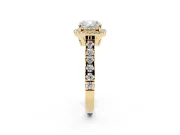 Cushion Cut Halo Engagement Ring Setting | Shared Prong Shoulders | Yellow Gold