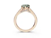 Heart-Shaped Pavé Solitaire Engagement Ring Setting for a Fancy Green Lab-Grown Diamond | Crossover Gallery | Rose Gold