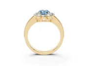 Oval Vintage Halo Engagement Ring Setting for a Fancy Blue Lab-Grown Diamond | Yellow Gold