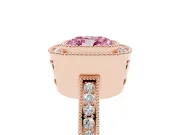 Cushion Cut Milgrain Halo Engagement Ring Setting for a Fancy Pink Lab-Grown Diamond | Rose Gold