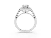 Cushion Cut Milgrain Halo Engagement Ring Setting | Graduated Bezel Accents | Platinum