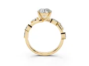 Round Twisted Vine Engagement Ring Setting | Marquise Side Stones | Yellow Gold