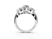 Marquise Three Stone Engagement Ring Setting for a Fancy Green Lab-Grown Diamond | Tapered Pave Band | Sterling Silver