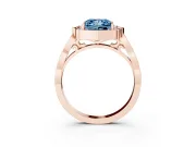 Princess Cut Vintage Scalloped Halo Engagement Ring Setting for a Fancy Blue Lab-Grown Diamond | Pave Band | Rose Gold