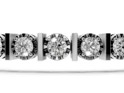 Round Lab-Grown Diamond Station Tennis Bracelet | Polished Bar Spacers | White Gold