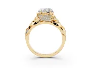 Heart-Shaped Leaf Bypass Engagement Ring Setting | Pave Leaf Accents | Yellow Gold