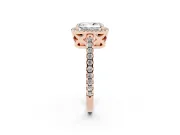 Radiant Cut Halo Engagement Ring Setting | Half Pave Band | Rose Gold