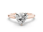 Heart Cut Diamond Solitaire Ring Set in Rose gold with Cathedral Band and Prong Setting