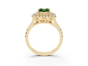 Asscher Cut Halo Split Shank Engagement Ring Setting for a Fancy Green Lab-Grown Diamond | Yellow Gold