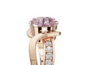 Round Bypass Solitaire Engagement Ring Setting for a Fancy Pink Lab-Grown Diamond | Pavé and Plain Strands | Rose Gold