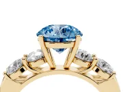 Round 5 Stone Engagement Ring Setting for a Fancy Blue Lab-Grown Diamond | Yellow Gold
