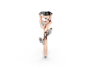 Round Twisted Vine Engagement Ring Setting for a Black Center | Marquise Side Stones | Rose Gold