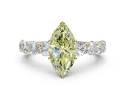 Marquise Side Stone Engagement Ring Setting for a Fancy Yellow Lab-Grown Diamond | Scalloped Prong Accents | Yellow Gold
