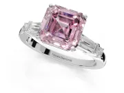 Asscher Cut Tapered Baguette Engagement Ring Setting for a Fancy Pink Lab-Grown Diamond | Sterling Silver