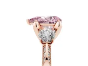Pear-Shaped Hidden Halo Three Stone Engagement Ring Setting for a Fancy Pink Lab-Grown Diamond | Rose Gold