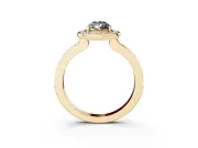 Pear-Shaped Bezel-Rim Halo Engagement Ring Setting for a Black Center | Pavé Band | Yellow Gold