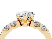 Heart-Shaped Five Stone Engagement Ring Setting | Prong-Set Side Stones | Yellow Gold