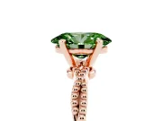 Fancy Green Oval Cut Diamond Solitaire Ring Set in Rose gold with Twisted Band and Bead Prong Setting