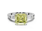 Asscher Cut Tapered Baguette Engagement Ring Setting for a Fancy Yellow Lab-Grown Diamond | Platinum