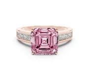 Asscher Cut Channel Engagement Ring Setting for a Fancy Pink Lab-Grown Diamond | Rose Gold