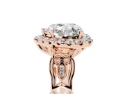 Heart-Shaped Vintage Halo Engagement Ring Setting | Pierced Filigree Shoulders | Rose Gold