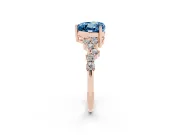 Heart-Shaped Scattered Accent Engagement Ring Setting for a Fancy Blue Lab-Grown Diamond | Rose Gold