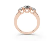 Fancy Black Oval Cut Diamond Three-Stone Ring Set in Rose gold with Polished Band and Prong Setting