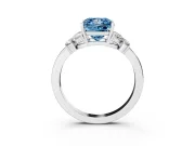 Fancy Blue Princess Cut Diamond Solitaire Floral Ring Set in White gold with Marquise Petals and Prong Setting