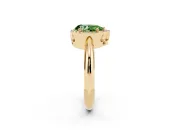 Fancy Green Pear Cut Diamond Halo Engagement Ring Set in Yellow gold with Plain Split Shank and Prong Setting