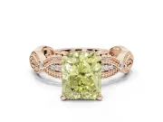 Radiant Cut Vintage Engagement Ring Setting for a Fancy Yellow Lab-Grown Diamond | Graduated Stations | Rose Gold