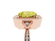 Radiant Cut Milgrain Halo Engagement Ring Setting for a Fancy Yellow Lab-Grown Diamond | Graduated Pavé | Rose Gold