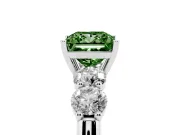Princess Cut Five Stone Engagement Ring Setting for a Fancy Green Lab-Grown Diamond | Prong Set Side Stones | White Gold