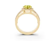 Round Halo Engagement Ring Setting for a Fancy Yellow Lab-Grown Diamond | Split Shank | Yellow Gold