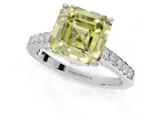 Asscher Cut Pavé Engagement Ring Setting for a Fancy Yellow Lab-Grown Diamond | Crossover Gallery | Sterling Silver