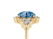 Round Cluster Engagement Ring Setting for a Fancy Blue Lab-Grown Diamond | Yellow Gold