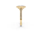 Radiant Cut Vintage Milgrain Halo Engagement Ring Setting | Bezel Head | Yellow Gold