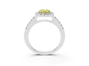 Fancy Yellow Oval Cut Diamond Halo Pavé Solitaire Ring Set in Silver with Prong-Set Center Stone