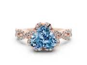 Heart-Shaped Milgrain Halo Engagement Ring Setting for a Fancy Blue Lab-Grown Diamond | Graduated Shoulders | Rose Gold