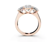 Cushion Cut Three Stone Engagement Ring Setting | Basket Prong Heads | Rose Gold