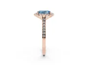 Emerald Cut Halo Engagement Ring Setting for a Fancy Blue Lab-Grown Diamond | Tapered Band | Rose Gold