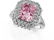 Radiant Cut Halo Split Shank Engagement Ring Setting for a Fancy Pink Lab-Grown Diamond | Sterling Silver