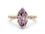 Marquise Beaded Solitaire Engagement Ring Setting for a Fancy Pink Lab-Grown Diamond | Yellow Gold