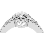 Marquise Cut Diamond Halo Ring Set in White gold with Pavé Split Shank and Prong Setting