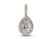 Pear-Shaped Lab-Grown Diamond Halo Pendant Necklace | Wide Pavé Bail | Rose Gold