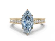 Marquise Vintage Engraved Pavé Engagement Ring Setting for a Fancy Blue Lab-Grown Diamond | Milgrain Edges | Yellow Gold