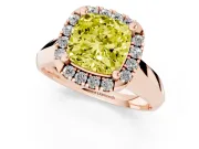 Cushion Cut Halo Engagement Ring Setting for a Fancy Yellow Lab-Grown Diamond | Square Profile Band | Rose Gold