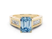 Emerald Cut Channel-Set Engagement Ring Setting for a Fancy Blue Lab-Grown Diamond | Yellow Gold