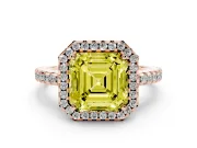 Asscher Cut Pave Halo Engagement Ring Setting for a Fancy Yellow Lab-Grown Diamond | Rose Gold